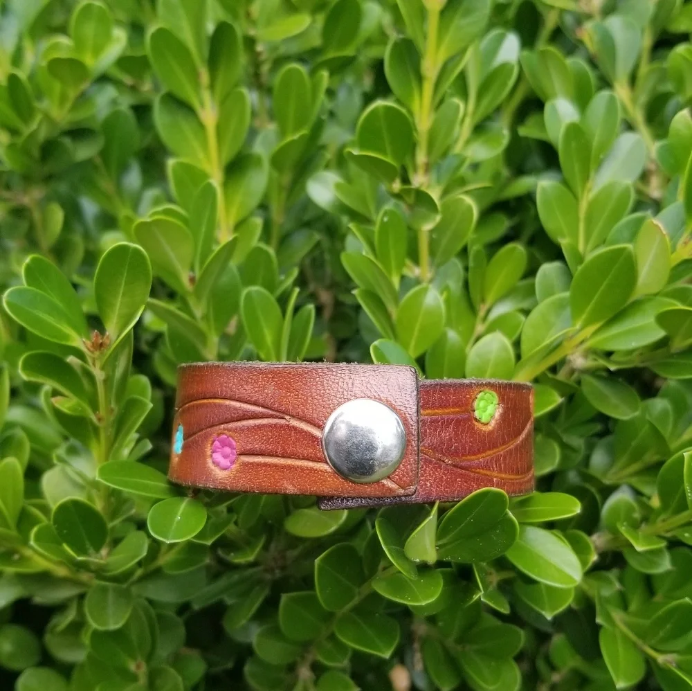 Vintage Tooled Leather Bracelet from the '70's L